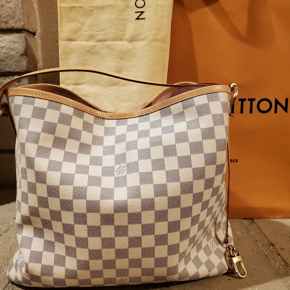 Louis Vuitton Delightful MM Damier Azur Shoulder Bag - Cream and Blue